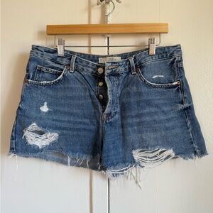 Topshop Ashley Distressed Denim Shorts